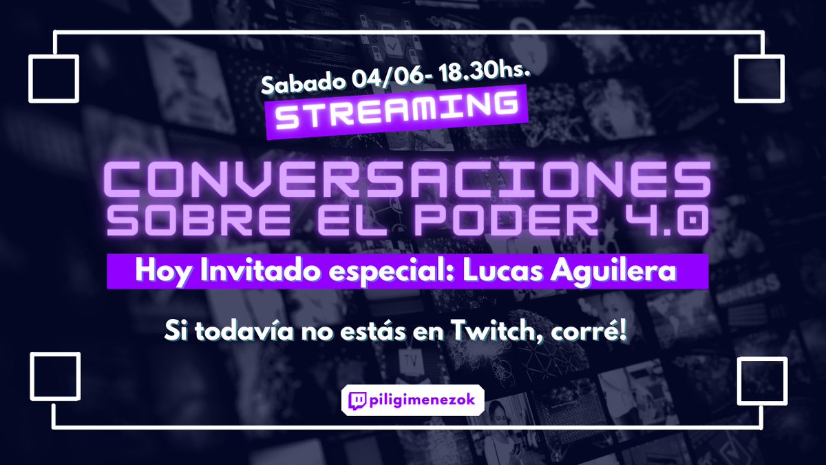PaulaGimenez_Ok's tweet photo. Hoy prendemos #Twitch: Conversaciones sobre el poder 4.0! Y además tenemos un invitado especial: @AguileraLucas77 . #BrotaraElPoder No te lo podes perder! https://t.co/aEeqHUU0yR