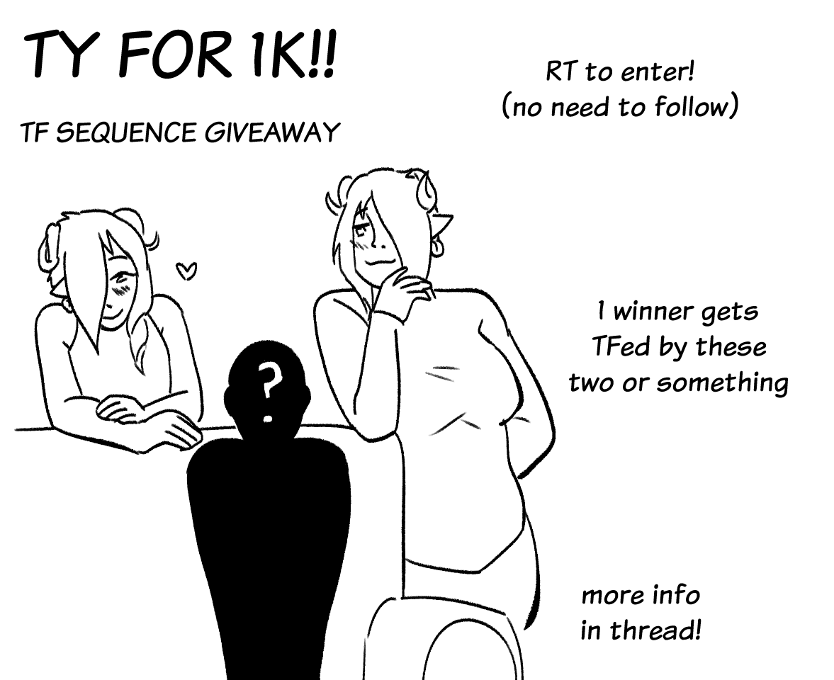 paradiseplumsyr's tweet photo. 1K FOLLOWERS GIVEAWAY 🔞
prize is one (up to 5 stage) TF sequence (or minicomic) of winner's choice
(this is a NSFW transformation fetish account!!!!)

-RT to enter (only RTs count)
-no need to be following but it's appreciated!
-ends june 30 https://t.co/JX6iUICxyW