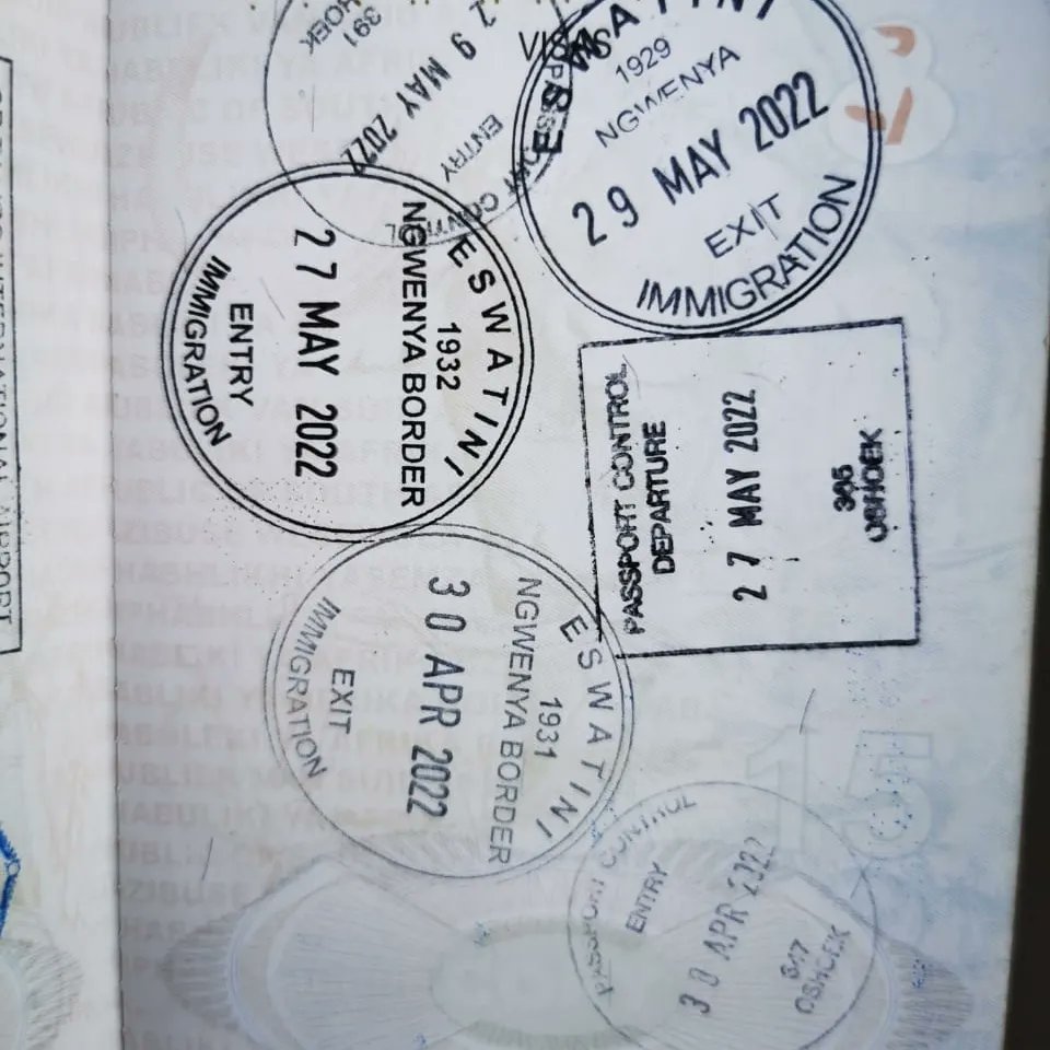 Boipelo_Travels's tweet photo. My April and May Eswatini stamps.

One thing is for sure, Eswatini immigration is such a pleasure to deal with. For the Bushfire weekend it was as if the already hospitable people of Eswatini were asked to step it up a notch. Great, speedy service everywhere 
#Bushfire2022 https://t.co/Q2jeAJSMCJ