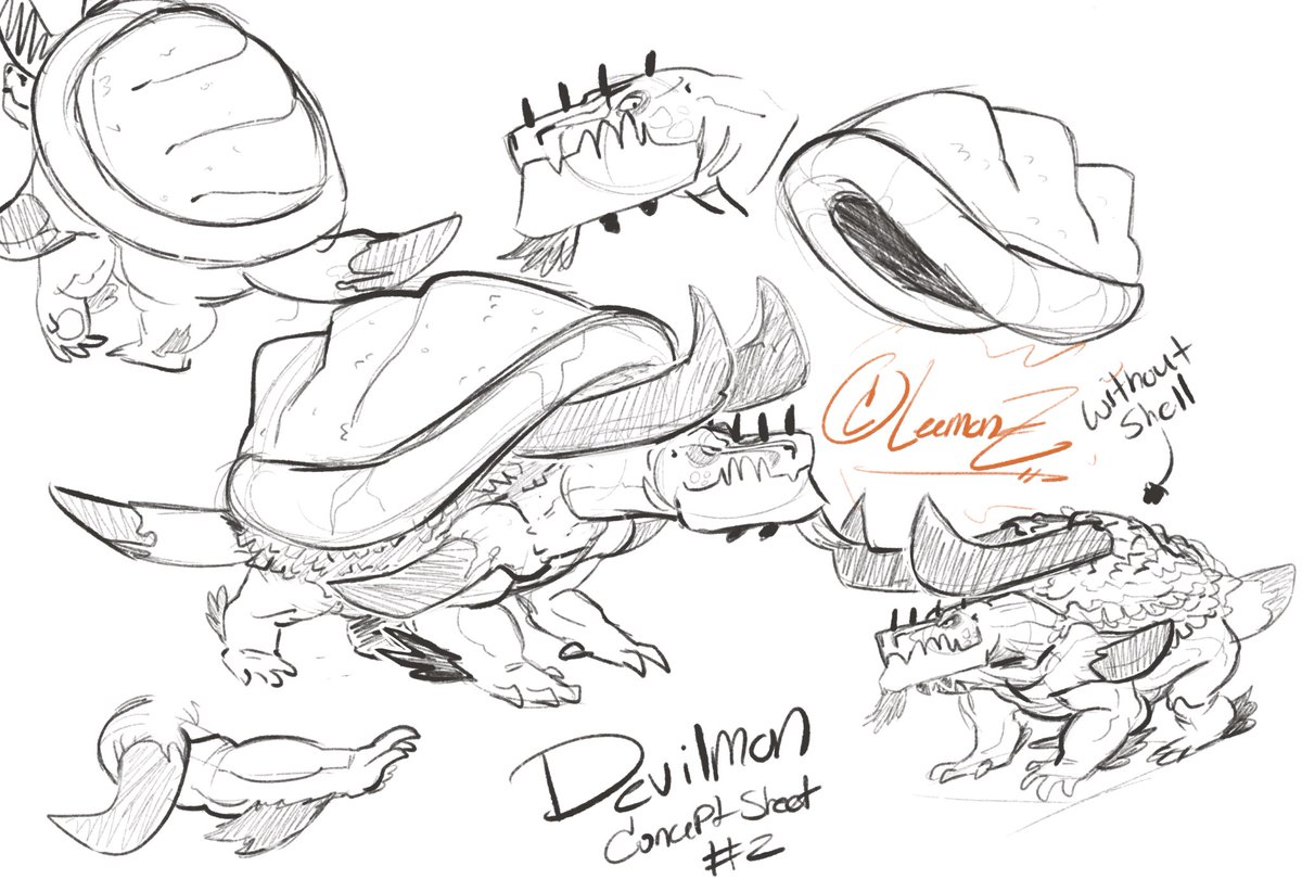 LeemonZ_620's tweet photo. New concept idea for an old OC of mine! Meet Devilmon!
He used to train with majimon! He is the reason Majimon is so strong!
Here are some concept sketches I did! Gonna change the shell I think to the last one!
#LeemonZ #Legomon #sketch #oc #Devilmon https://t.co/akp2gG5E48