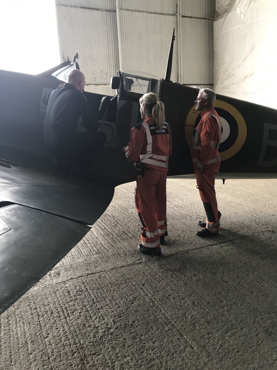 Helimed53's tweet photo. A visitor to Coventry base today, it is staying the night so we have given her our space in the hanger! https://t.co/HOOsFlqnnP