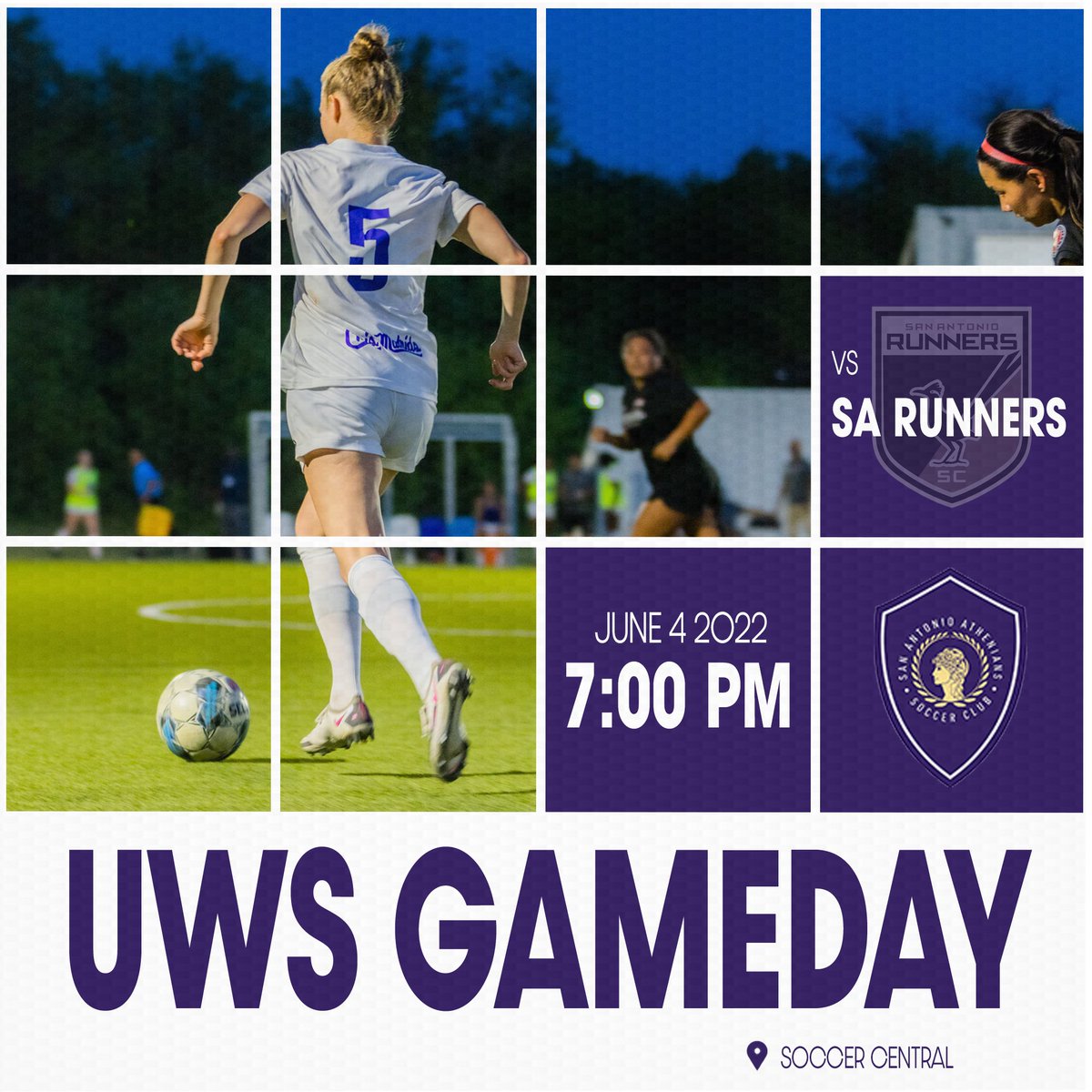 The Riverwalk Rivalry kicks off tonight at 7:00 for the very first time! Don’t miss out on San Antonio soccer history, we’ll see you there! 🏟💜

🗓: Saturday June 4, 7:00 PM
🏟: Soccer Central, 6610 Low Bid Lane
📺: tinyurl.com/2dbabjdu