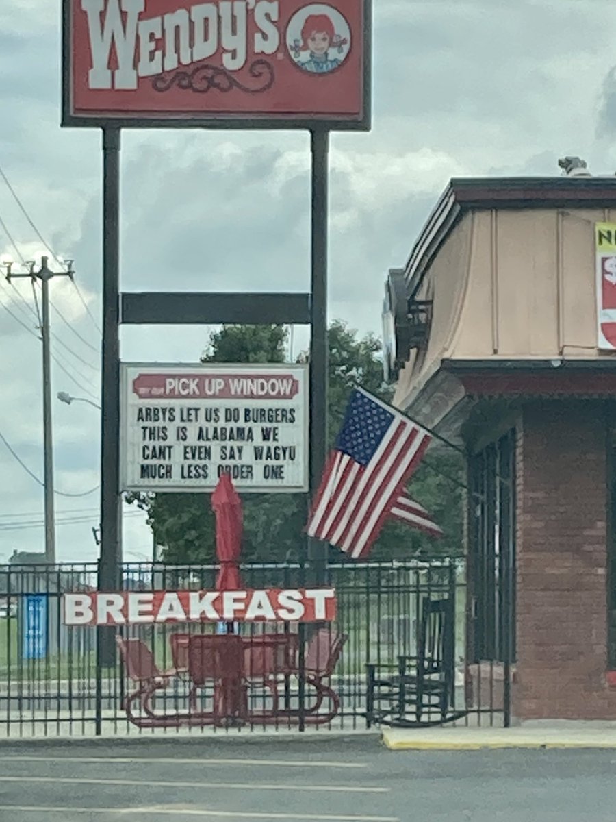The Albertville <a href="/Wendys/">Wendy’s</a> is throwing shade at <a href="/Arbys/">Arby's</a>… and Alabama’s low ranking education system apparently. 😂