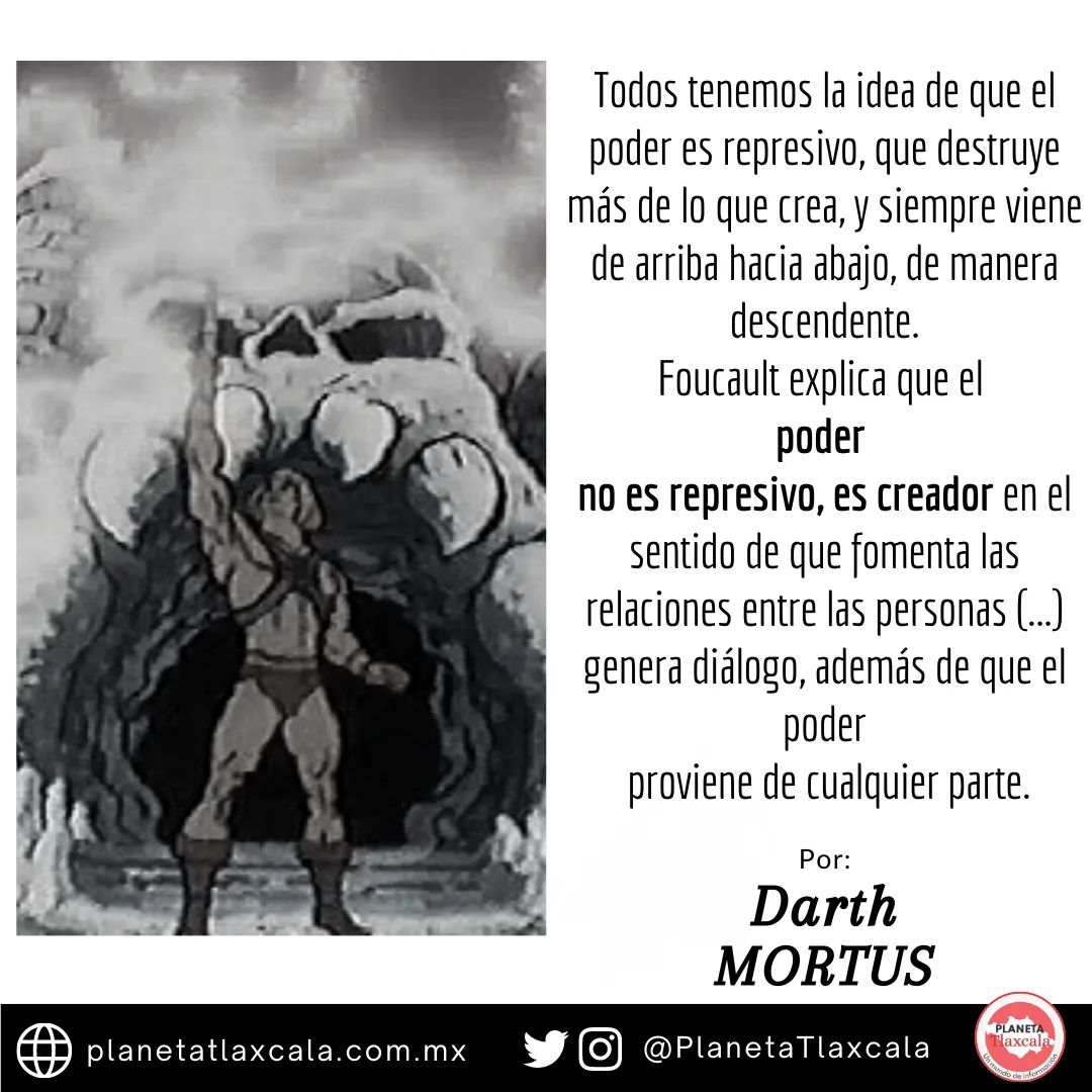 PlanetaTlaxcala's tweet photo. ✒ #PlanetaColumnas | Darth Mortus 💥
Lee su nueva columna 👇
https://t.co/2ic3rIOLiq
#opinión #focault #Poder #filosofía https://t.co/AEwS19R95s