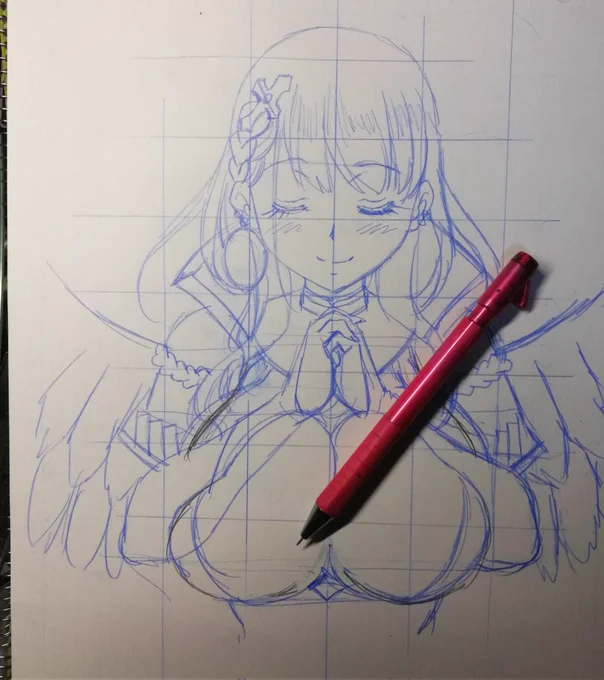不覚にも仕事してしまったぜ。相変わらず正面イラストは方眼引かなきゃ描けない漫画家だ。 