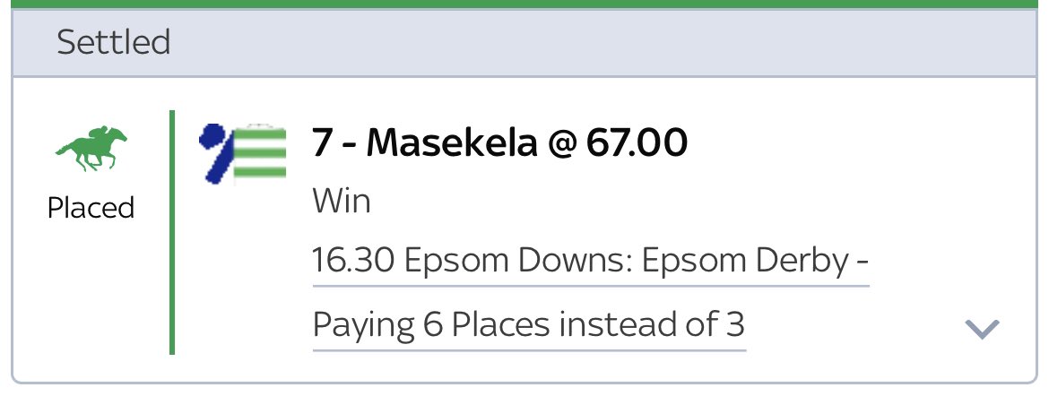 _Jack_Wright's tweet photo. 🏇 Horse Racing fans - @AMK_HorseRacing great new account to follow here with a cracking free telegram chat channel too. 

Pointed me to the winner of the derby and a 66/1 place too! 

Cheers lads! 🥂 https://t.co/dQT4OlZPA3
