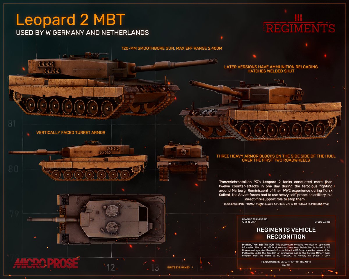 RegimentsRTS's tweet image. Vehicle Recognition Cards Part 3: Bundeswehr
Key vehicles of the West German Panzer and Panzergrenadier formations
#screenshotsaturday #microprose #pcgaming #gamedev #madewithunity