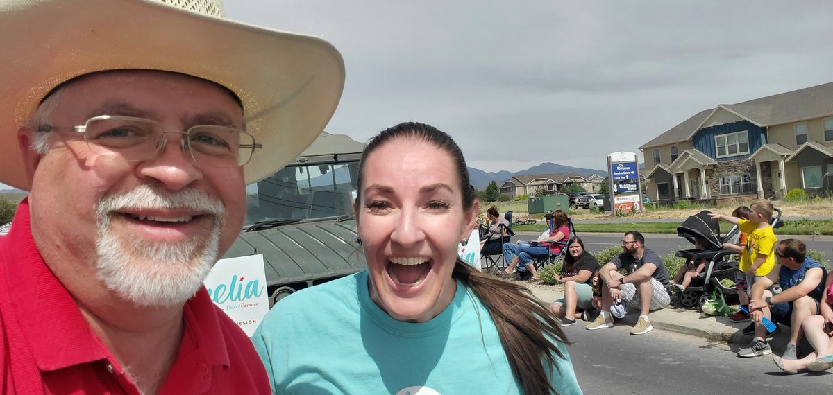 DavidLifferth's tweet photo. @eaglemtncity Pony Express parade with @Amelia4Utah and @TobinGardner https://t.co/9847fEvjLg