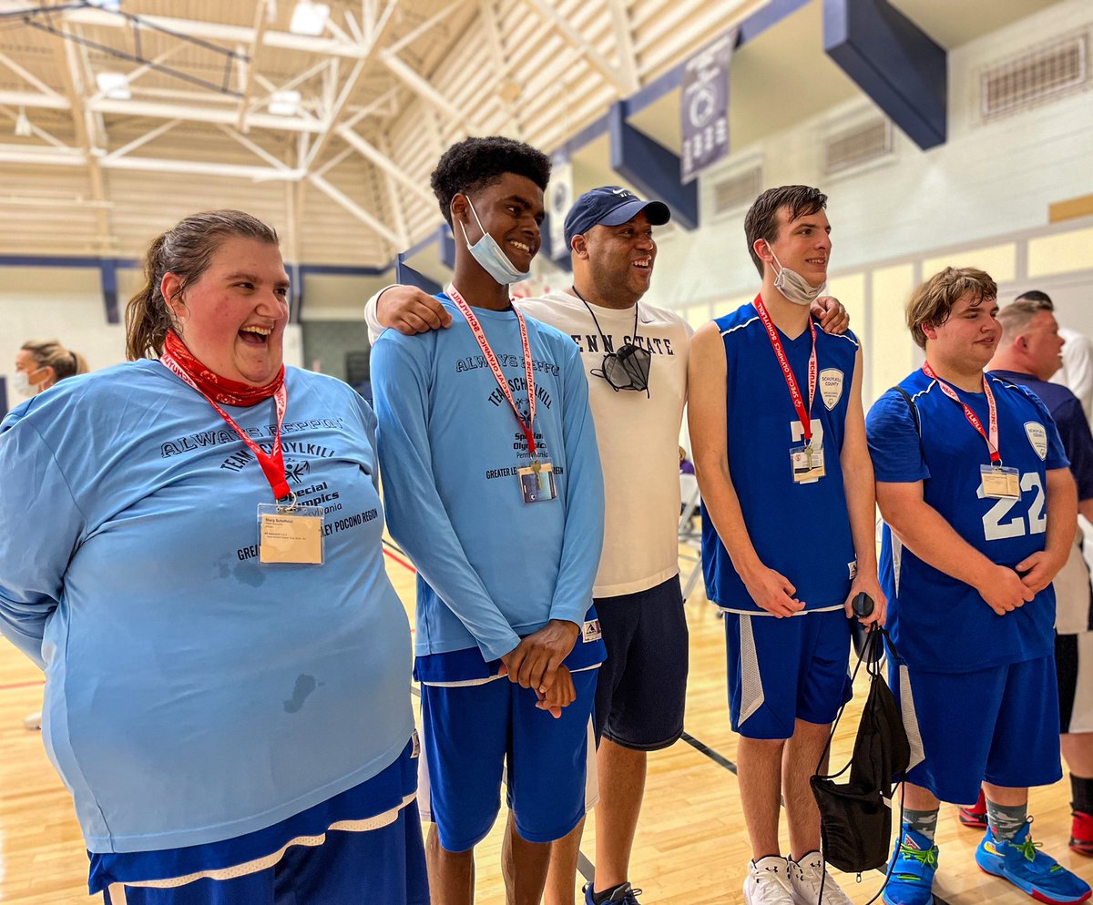 PennStateMBB's tweet photo. Hanging out with some hoopers at the @SpecialOlympiPA Summer Games 🏀
#WeAre https://t.co/rAor3y3W2Z