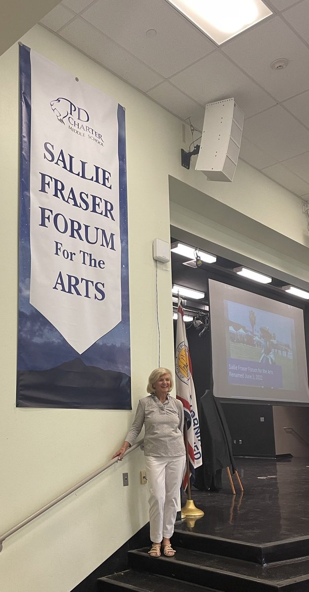 Dolanequip's tweet photo. Hey PDCMS Panthers- it’s official, the MPR is now called the Sallie Fraser Forum for the Arts. Thank you to all who helped us mark this wonderful event. Shout out to the Foods class for the reception and Dance for the entertainment. ROAR! #pdcmspride #dsusdpride #pdcmspanthers https://t.co/IZ5t0r2zNr