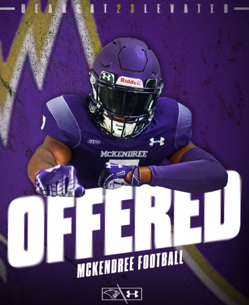 After a great conversation with @CoachTaia_33 at Lindenwood’s Megacamp, I am blessed to say I have received an offer to @Mckendree_FB 💜🤍! @JPRockMO @NateLatsch @SHS_JaguarFB