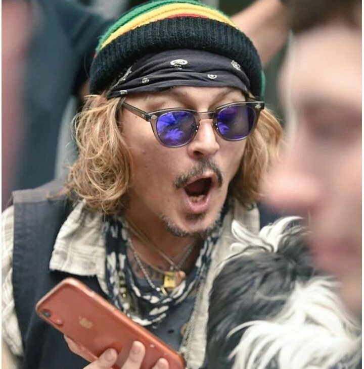 No_Reason_Jenz's tweet photo. Johnny Depp in Manchester 4th June 2022...

Look at his reaction towards the little dog...

My heart is melted!!! https://t.co/J2kKNrVlAb