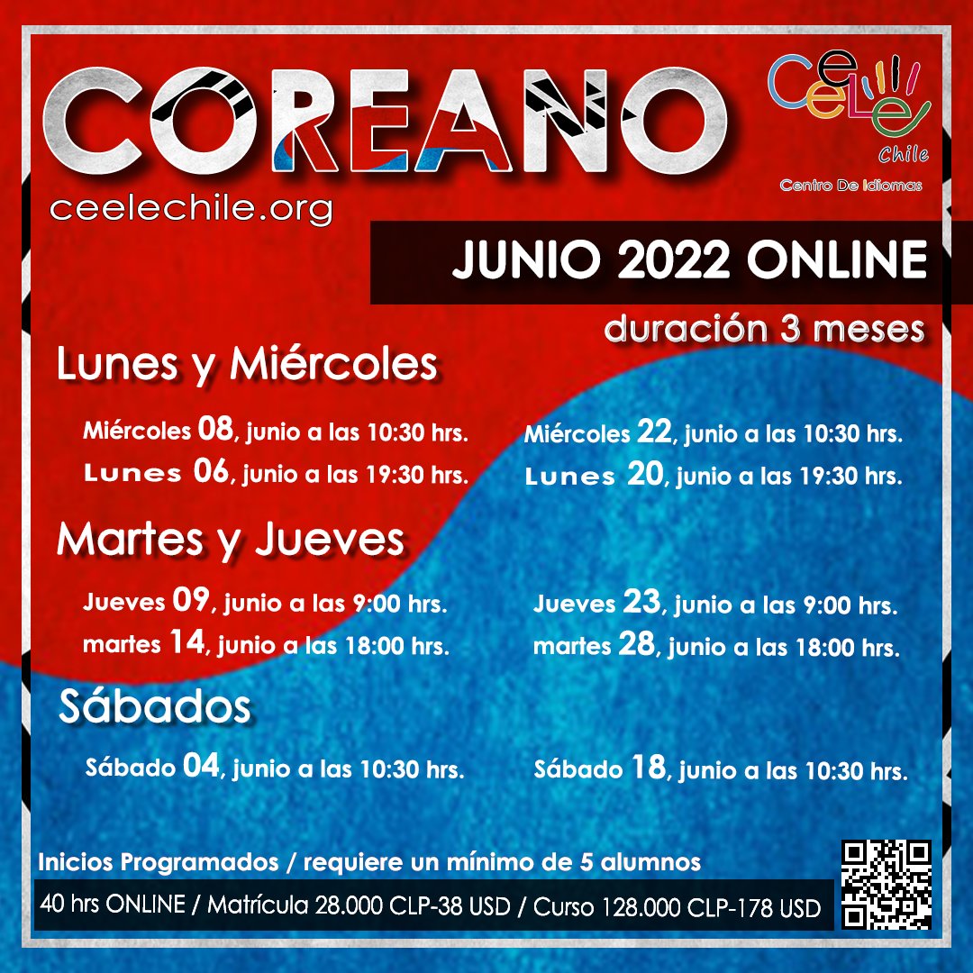 ceelechile's tweet photo. Nuevas cursos grupales Online de #Aleman #Chino #Coreano #Frances #Ingles #Italiano #Japones #Portugues #Ruso #junio 
https://t.co/XHx0GND0Ev

#Arabe #Holandes #Sueco 
#Santiago #Chile #instachile #Chilegram #cursos #idiomas #online #WeAreLanguages #apoyaPyme #ElijePyme  #zoom https://t.co/DQ9I14krUF