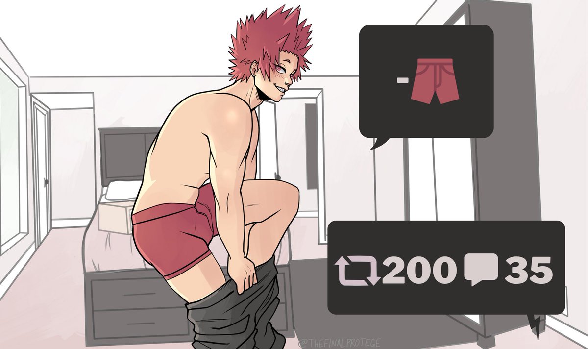TheFinalProtege's tweet photo. "Now that's a nice face, but what's with the pose?"
"How am I supposed to sexily take off my pants?"

Kirishima undress challenge (4/7)
Details in the comments! https://t.co/wafAMFPSn5