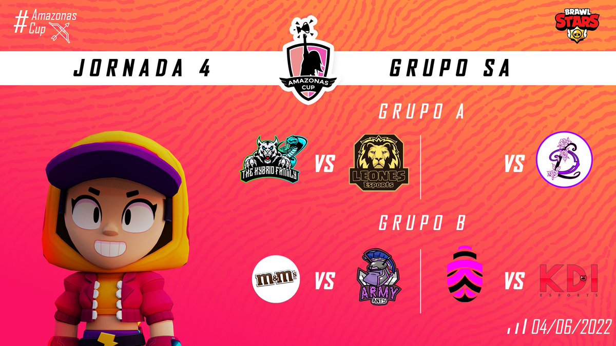 UnkaiTo's tweet photo. #AmazonasCup | Jornada 4 SA

🇨🇱Ya están los enfrentamientos para la jornada 4 de SA

🇧🇷Os jogos para o matchday 4 da SA já estão disponíveis

📅: 04/06

Grupo🅰
️@HybridFamily5 vs @EsportsLeonesCR 
@LatinMGirls WO

Grupo🅱️
@peanutmyms vs @ArmyAnts_BS 
@KIB_Esports vs @KDIesports https://t.co/Czns46s5p4