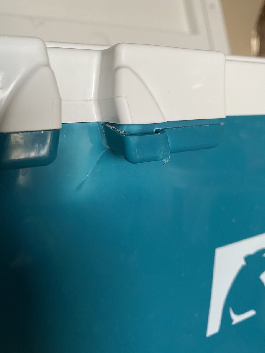 lance_parrish6's tweet photo. @RTICCoolers We bought this cooler in April, the week before Easter. This week we noticed a crack in the outer shell and separation in the latch area. Who do we talk to to file a warranty claim? #rticcooler #rticcoolers https://t.co/vWyobVHaAF
