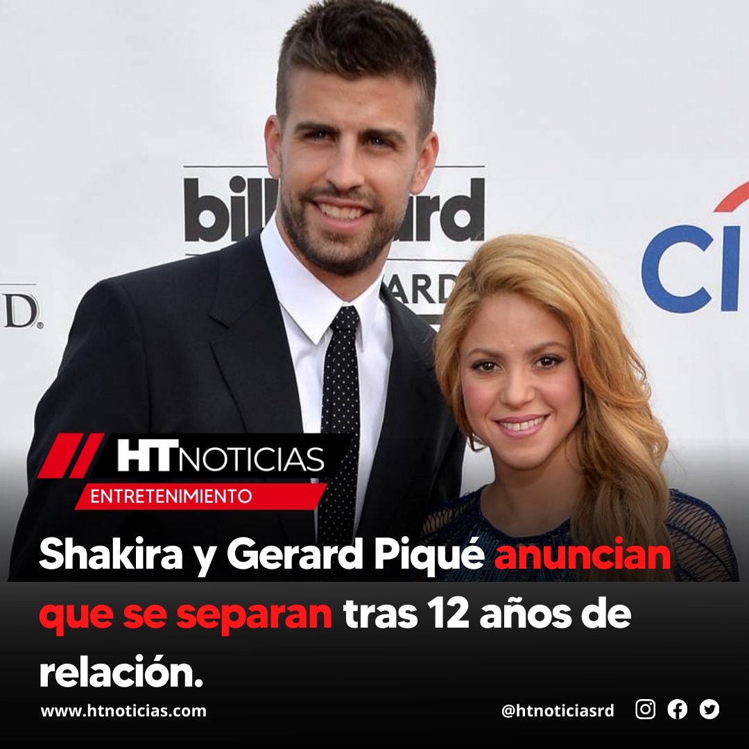 htnoticiasdo's tweet photo. 📺 | #HTEntretenimiento | Shakira y Gerard Piqué anuncian que se separan tras 12 años de relación. 

Más Información ▶️  https://t.co/e1IYb2viNt

#htnoticiasrd  #divorcio #Pique #Separan #Shakira https://t.co/0n5oTk1uWB
