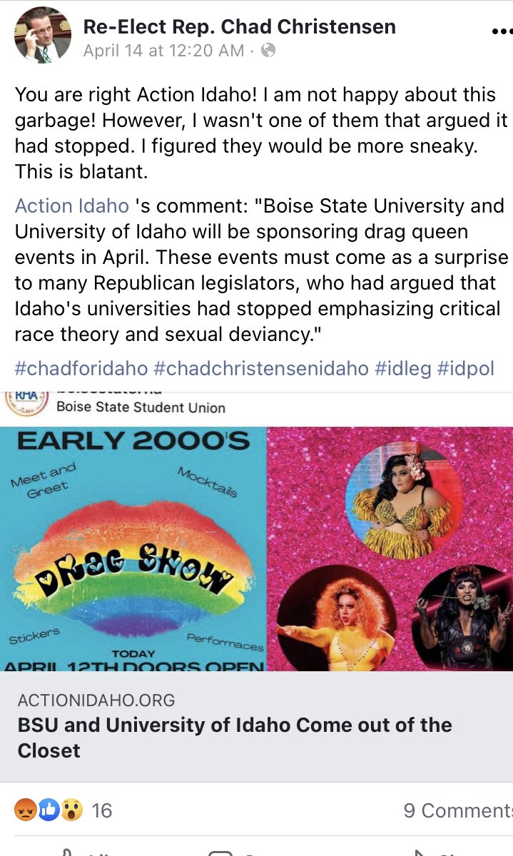 thyberg_s's tweet photo. @chadforidaho you have on multiple occasions showed your hate towards the LGBTQ+ community. You have not tried to educate/understand what the LGBTQ+ community is faced with on a daily basis. Chad Christensen you embrace hate. @followgoosehead #LGBTQ #chadhate #idleg #idpol https://t.co/oKHgJ5gGEj
