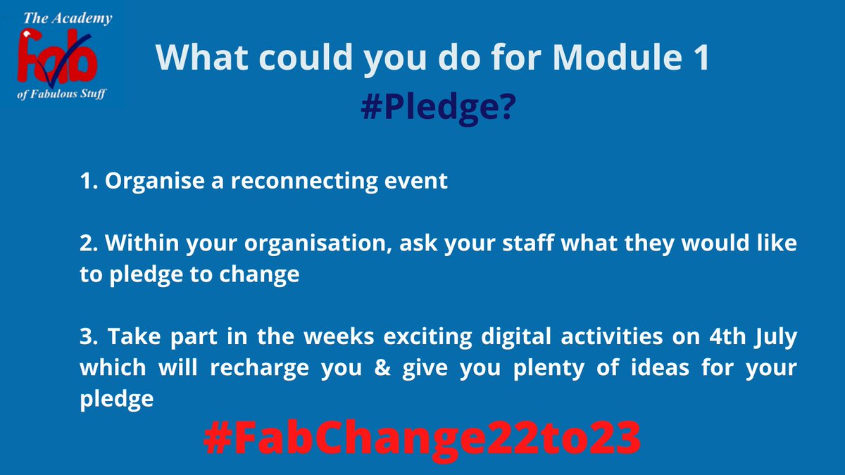 FabNHSStuff's tweet photo. The 1st module for #FabChanges22to23 will be until August and will be focusing on pledging to #Reconnect & #Recharge
What will you and your organisation #Pledge?
https://t.co/nCRNlD65NL
#Reconnect #Recharge #Rebuild #Renewal @RoyLilley @gbtpo @DaniG4_ @VandaCa16661543 https://t.co/aelOaeYDl4