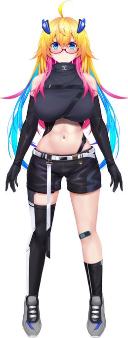 ジャケット脱いだ差分ですけど、ホットパンツとか長手袋の質感とかいろいろこだわったのでこっちも見てほしさ('v' 