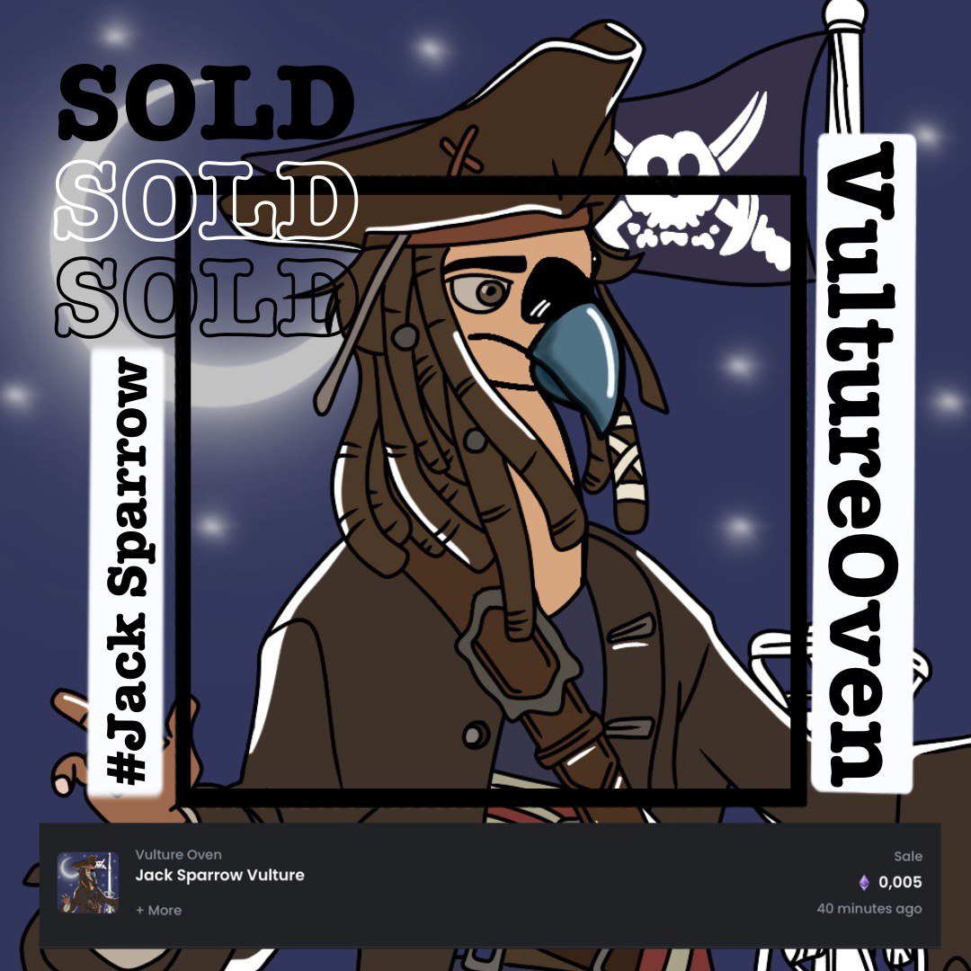 SOLD SOLD-The vulture family continues to grow day by day.🔥 Join our adventure before the floor price increases.
Arrived to new owner thank you 🥳 @jakebalch.nft
•
•
<a href="/opensea/">OpenSea</a>-VultureOven
 #opensea #airdrop #nftcommunity #nftcollector #nftcollectibles #openseanft #jacksparrow