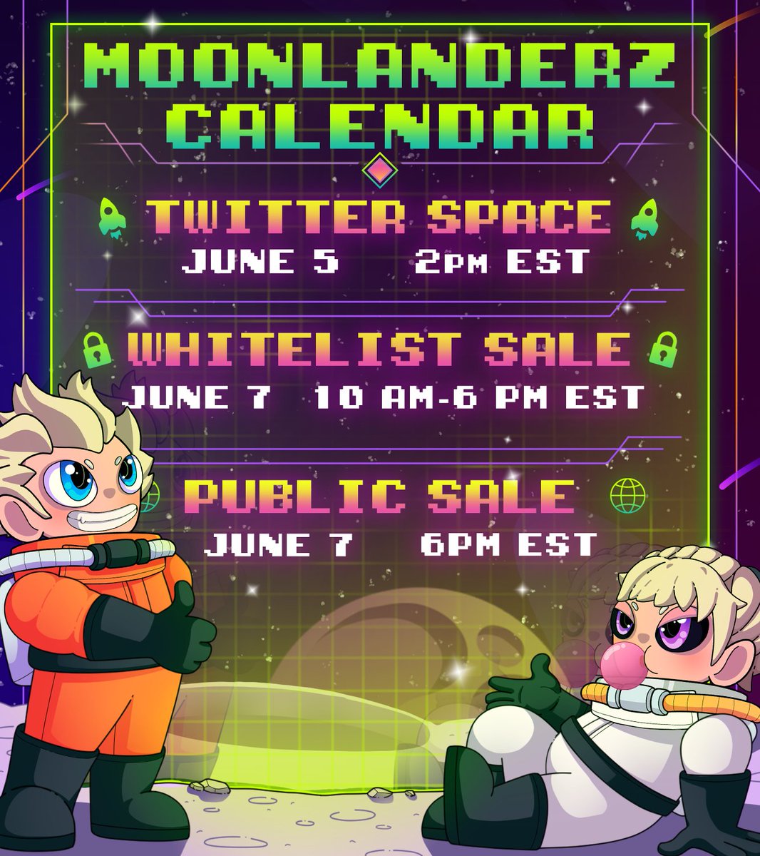 MoonLanderzNFT's tweet photo. Dear MoonLanderz, here is our schedule for the coming days, hope to see you for the Twitter Space tomorrow❤️🔥

#MLZ #MoonLanderz https://t.co/KbXKQW3Tyl