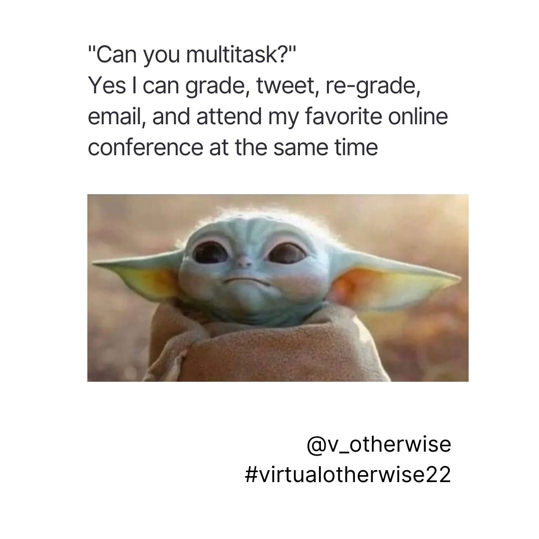 emikostock's tweet photo. “Can you multitask?”
Yes I can grade, tweet, re-grade, email, and attend my favorite online conference at the same time 
@v_otherwise 
#VirtualOtherwise22 #anthrotweet https://t.co/31Hygw9lRD