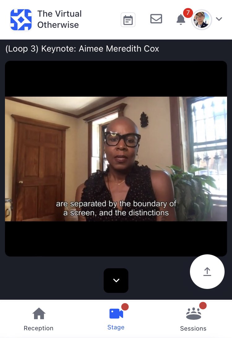 afleisch_anthro's tweet photo. Feeling very connected and grounded after Aimee Meredith Cox’s @v_otherwise Day 3 keynote—reflections on embodiment in this time, senses, a meditation! A nice reminder that through breath we are permeable, literally in touch with the world #VirtualOtherwise22 https://t.co/fx2tLZe8HC