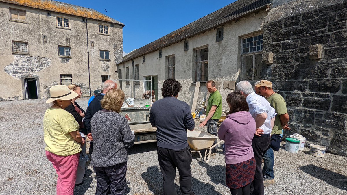 MasonJohnes's tweet photo. Mortars workshops @IrishWorkhouseC funded by @HeritageHubIRE organized by @DH_Age of @ATU_GalwayCity . Lots of great skills on show using lime and clay mortar https://t.co/2kNWTzOLbp