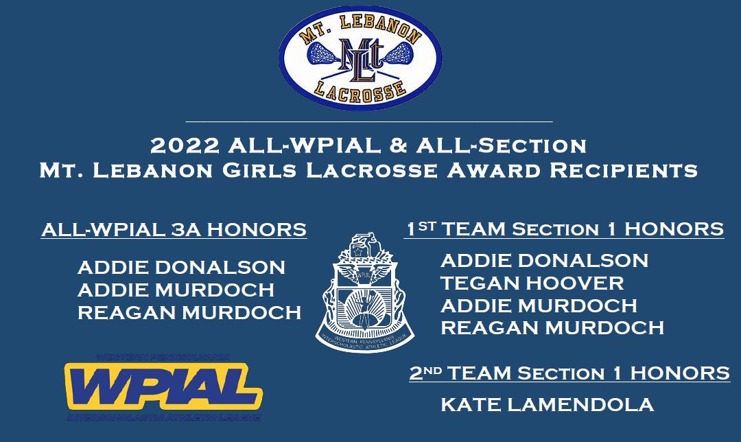 MtLebanonLax's tweet photo. Congratulations to our Girls Varsity Lax players for these post season honors. Great job, Ladies!  #leboproud https://t.co/XrPxHJgnkH