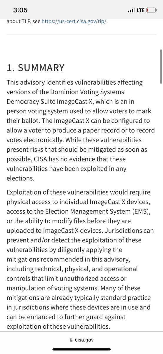 Perpetualmaniac's tweet photo. Department of homeland security issues dire warning against dominion voting machines, says newly discovered bug allows software to bypass the root certificate authority.

https://t.co/MwpxokXo2s https://t.co/stQT3Bblw2
