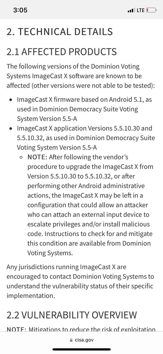 Perpetualmaniac's tweet photo. Department of homeland security issues dire warning against dominion voting machines, says newly discovered bug allows software to bypass the root certificate authority.

https://t.co/MwpxokXo2s https://t.co/stQT3Bblw2