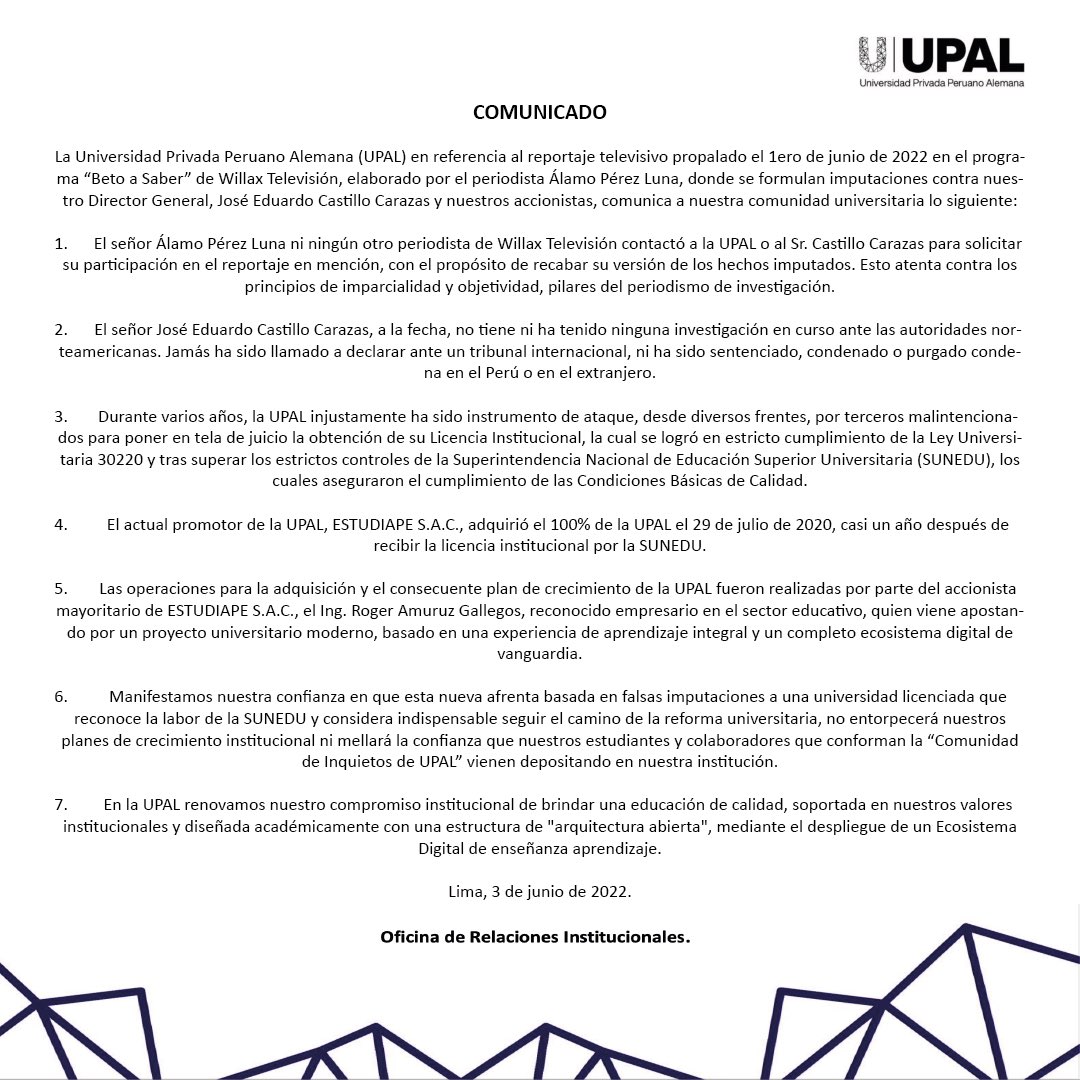 Pronunciamiento UPAL