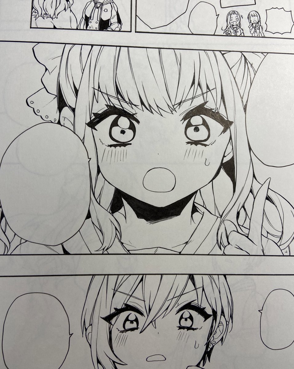 『しゅがー・みーつ・がーる!』はペン入れだけアナログでした。
下書きはデジタルのものを印刷してそれをトレスして……という面倒なやり方しましたが、これが意外とやりやすかったです👍