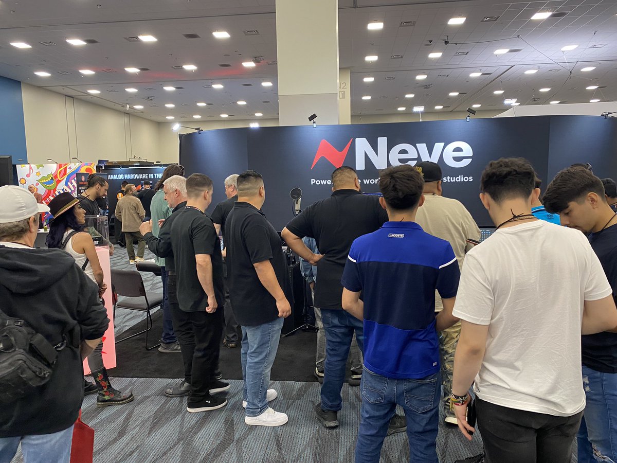 AMSNeveLtd's tweet photo. Recap of Day 1 at the @NAMMShow 

We’re here today at booth 15521 to demo the Neve 8424, Genesys Black and BCM10/2 MkII and learn more about the brand new 88M and other product updates. 

#NAMM2022 #Neve https://t.co/9FlnXCodOS