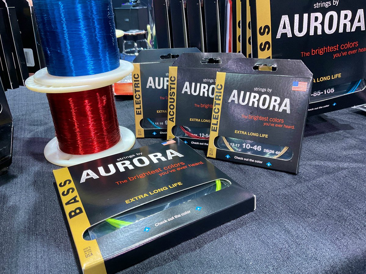 AuroraStrings_'s tweet photo. 15 years in business.. Still got the brightest colors around! Check out:  https://t.co/ouYidmhqIB to get your next set of strings! #NAMM2022 #Aurora https://t.co/AZwvCaZrnj