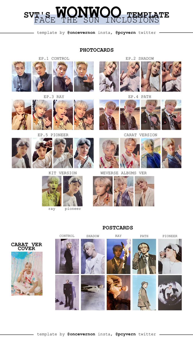 seventeen individual member templates for face the sun with all
