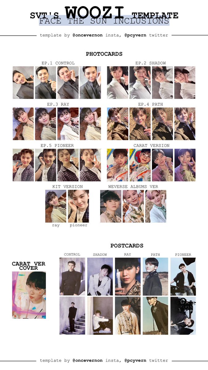 39枚　SEVENTEEN　FACE THE SUN　コンプ　ウォヌ　特典 seventeen individual member templates for face the sun with all