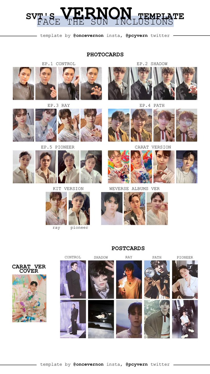 seventeen individual member templates for face the sun with all