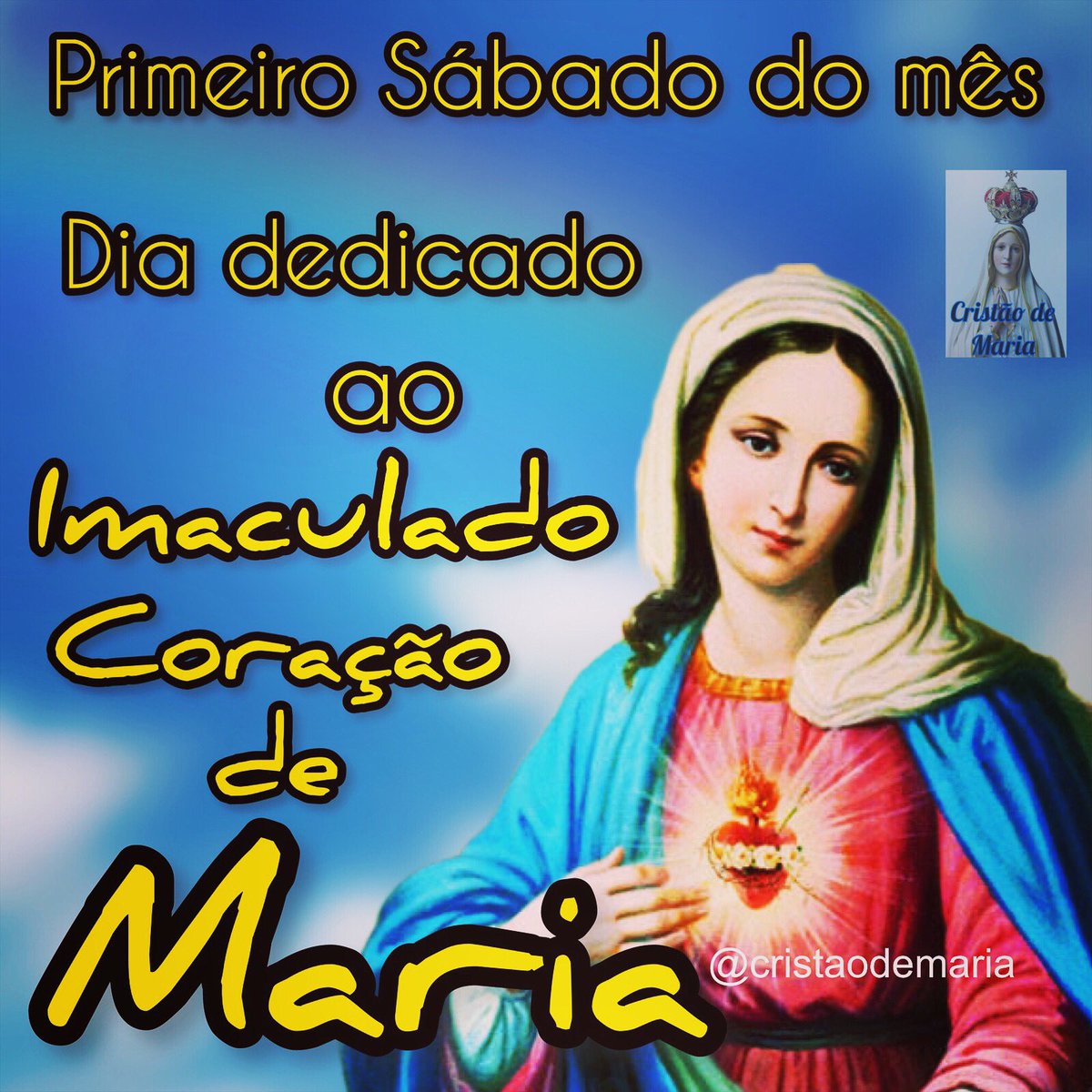 Primeiro Sábado do Mês 
Dia dedicado ao Imaculado Coração de Maria.

#primeirosabadodomes
#ImaculadoCoraçãodeMaria
 #ImmaculateHeartofMary