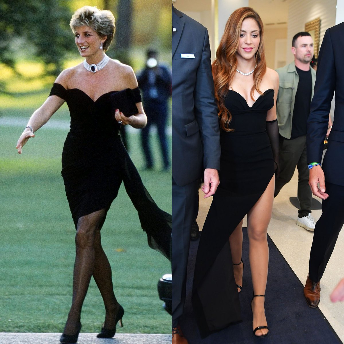Shakira and Princess Diana in revenge dress.