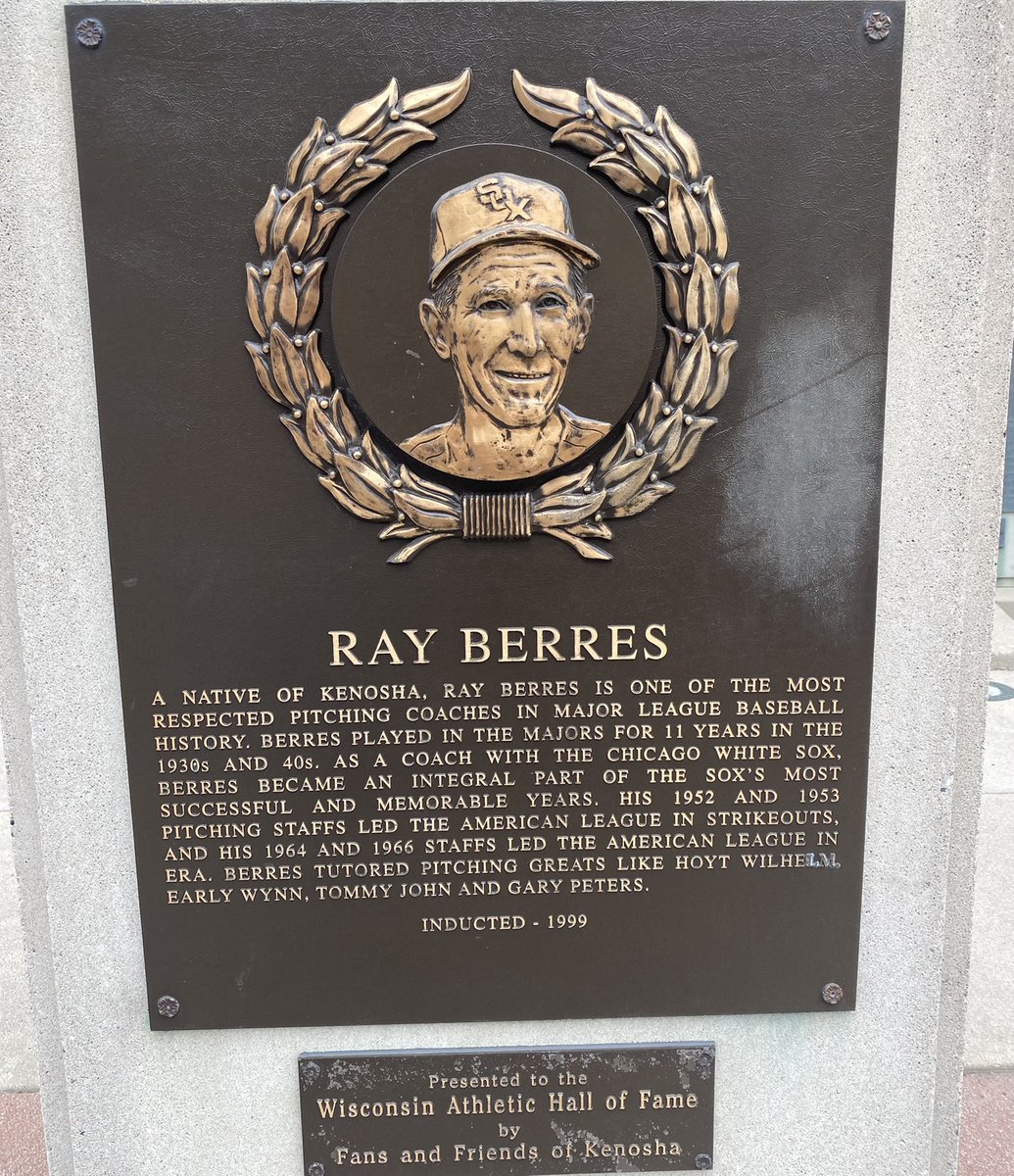 SoxNerd's tweet photo. Took a stroll in Milwaukee today and paid homage to legendary #WhiteSox pitching coach #RayBerres, a native of Kenosha who is enshrined in the #WisconsinAthleticHallofFame https://t.co/4eKjhJ60MV