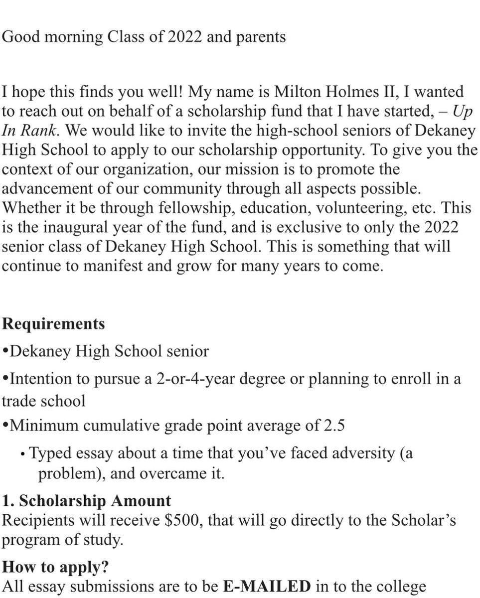 MiltonHolmes11_'s tweet photo. Started a scholarship. That is all. Carry on with your regular scheduled weekend. #UpInRank👨🏾✈️ https://t.co/Z2OPE552Im