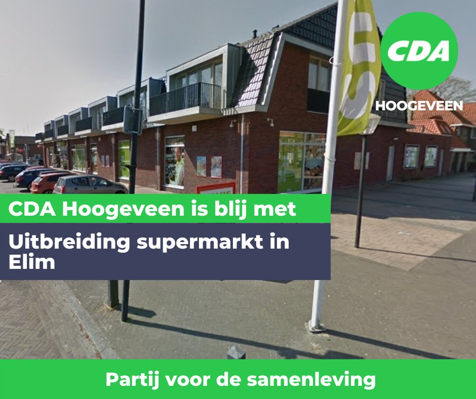 Tijdens de raadsverg. op 2 juni heeft CDA Hoogeveen gestemd vóór de uitbreiding vd supermarkt in #Elim. Raadslid <a href="/BertOtten/">Bert Otten</a>:"Het is mooi dat de supermarkt in Elim kan worden uitgebreid, met deze uitbreiding verbeteren we de dorpskern en de leefbaarheid in Elim.
<a href="/elimindrenthe/">Elim Drenthe Nieuws</a>