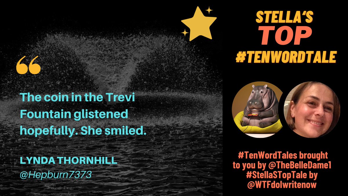 wtfdoiwritenow's tweet photo. Making a fashionably late appearance this week, it’s #StellasTopTale part of #TenWordTales brought to you by the fabulous @TheBelleDame1. With a tale of hope, traveling to the Trevi Fountain, it’s @Hepburn7373! Bravo! https://t.co/11aaMzA7bZ