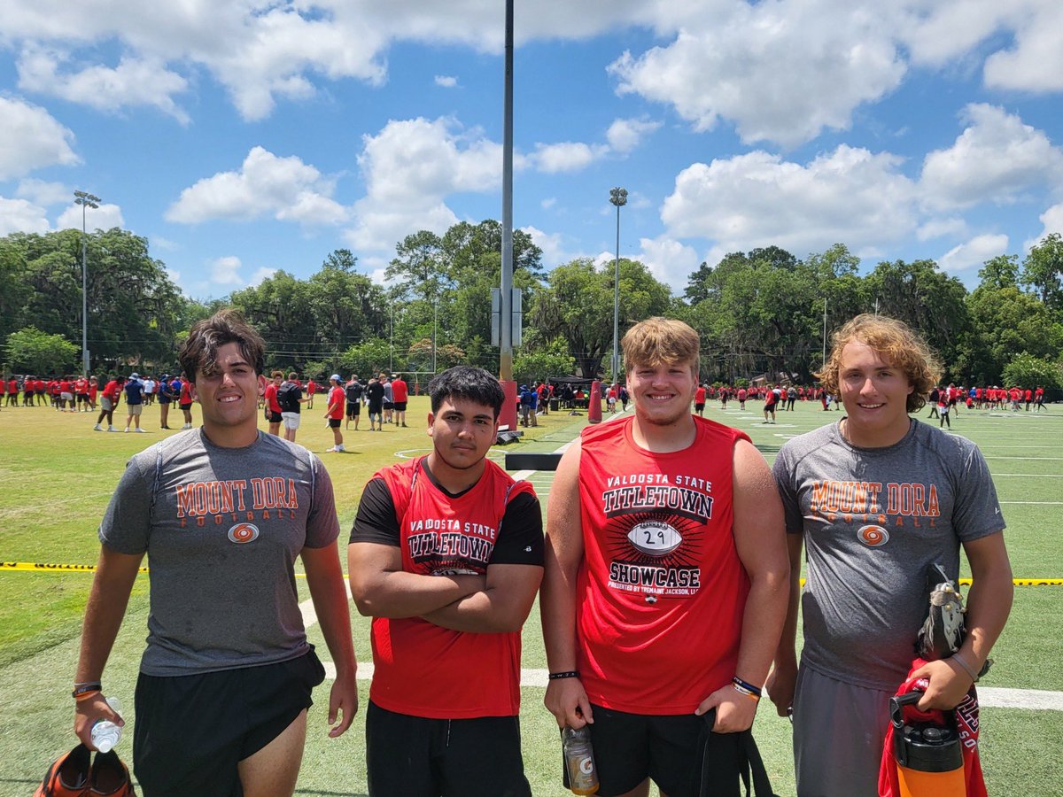 Mount Dora OLine putting in some offseason work @valdostastatefb Titletown Camp. @JohnGoff2005 @big_eubanks @theaydenmendoza @_JuanZavala @TheRealAfrifa @larryblustein @247Sports @FHS7v7ACollLink @VSNflorida @352Pigskin @PrepRedzoneFL