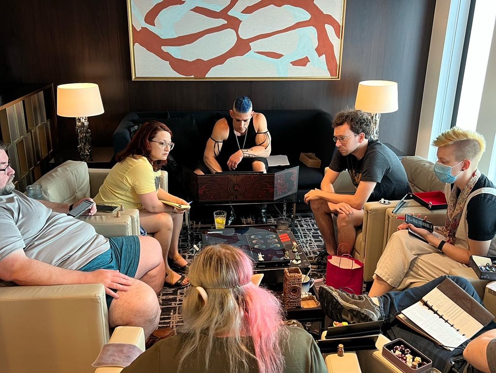 Last Gameboard (@lastgameboard) on Twitter photo Day 7 of Satine’s Quest and we’re ending with a bang!
2 Sessions going on today ⚔️
<a href="/satinephoenix/">Satine Phoenix</a> <a href="/StoneJamison/">Jamison Stone</a> @thatgreygentleman <a href="/jason_azevedo/">Jason Azevedo</a>
#gameboard #gaming #satinesquest
#boardgames #ttrpg #dnd5e #dnd #dndcommunity #bermuda #bermudatriangle #quest Day 7 of Satine’s Quest and we’re ending with a bang!
2 Sessions going on today ⚔️
<a href="/satinephoenix/">Satine Phoenix</a> <a href="/StoneJamison/">Jamison Stone</a> @thatgreygentleman <a href="/jason_azevedo/">Jason Azevedo</a>
#gameboard #gaming #satinesquest
#boardgames #ttrpg #dnd5e #dnd #dndcommunity #bermuda #bermudatriangle #quest