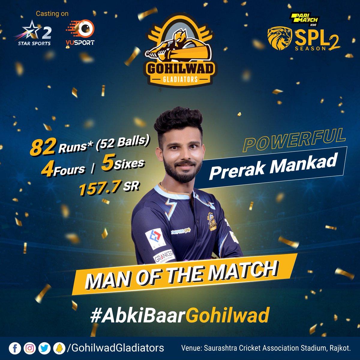 TeamGohilwad's tweet photo. Man of the Match
Powerful @PrerakMankad46 
.
.
.
@callmeJSK @DgNakrani
#GohilwadGladiators #Powerful #ManoftheMatch #Gladiator #GGvsZR #Win #Spl #Spl2022 https://t.co/5ZjMOjC98t