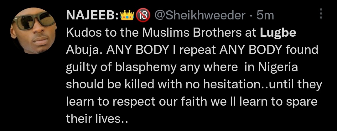 Can we all come together to report this animal @Sheikhweeder he does not deserve to live among humans... Please kindly retweet and report his account.

Lugbe bowen bold 5 Shola bread demeji bankole sokoto