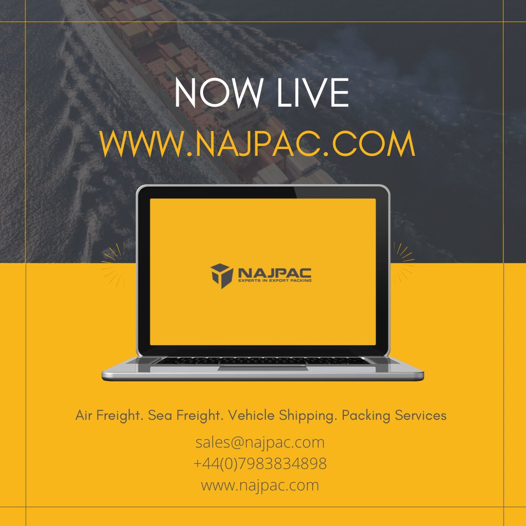 NajPac's tweet photo. https://t.co/TAGZ2DRRhw IS LIVE 🎉🎉 contact us for your free no obligation quote today #najpac #airfrieght #seafreight #shipping #cargo #newwebsite #websitelaunch #logistics #packaging #packingservices #customs #vehicleshipping #shoppingonline #UK #Kenya https://t.co/U4vgjsPjNC